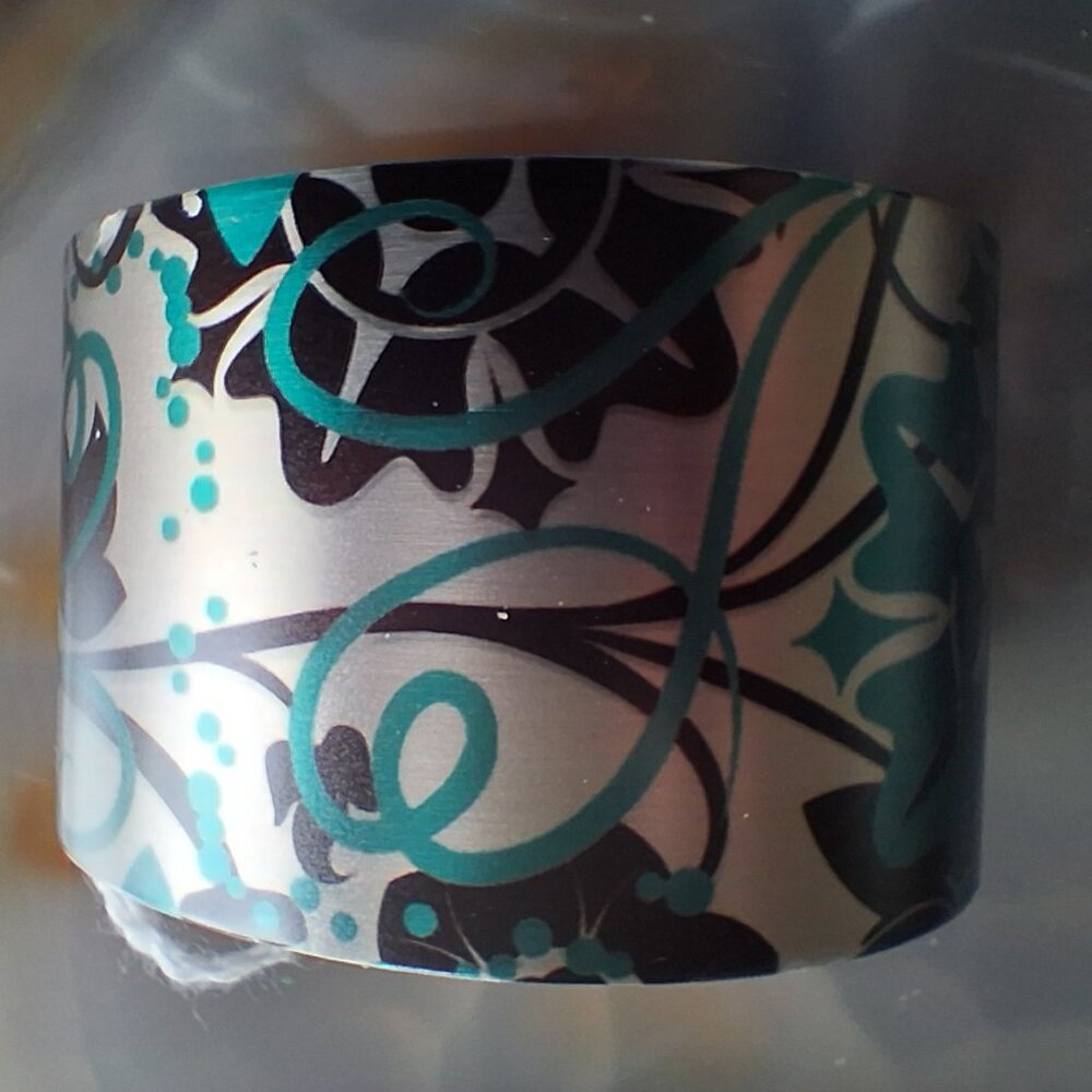 Tattooed Steel Cuff Bracelet "Flora Linda" by B. Nonomis